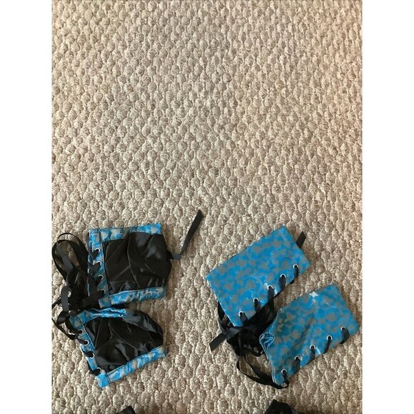 Lace/Satin Size Small Skirt Black/Teal Arm Bands, And Wrist Bands. New - Picture 3 of 4